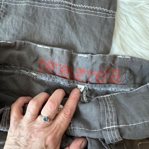 Pete + Greta Johnny Was Taupe Linen Blend Cropped Utility Cargo Pants Sz 4 - Picture 6 of 7